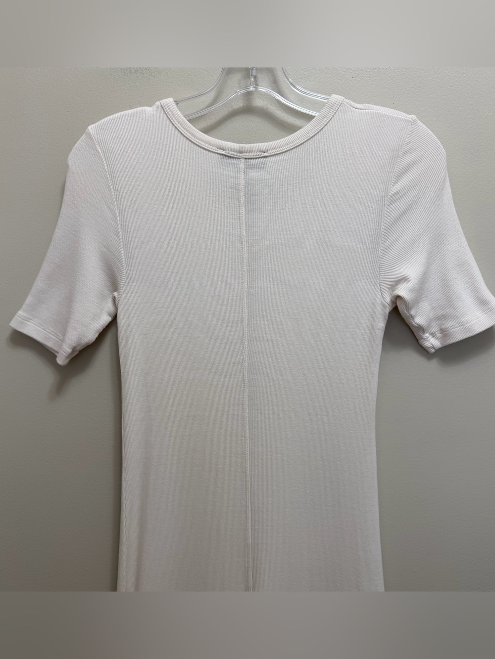 AYR The Moderne Ribbed Midi Maxi Dress Short Sleeve Crewneck Side Slit - Picture 9 of 12